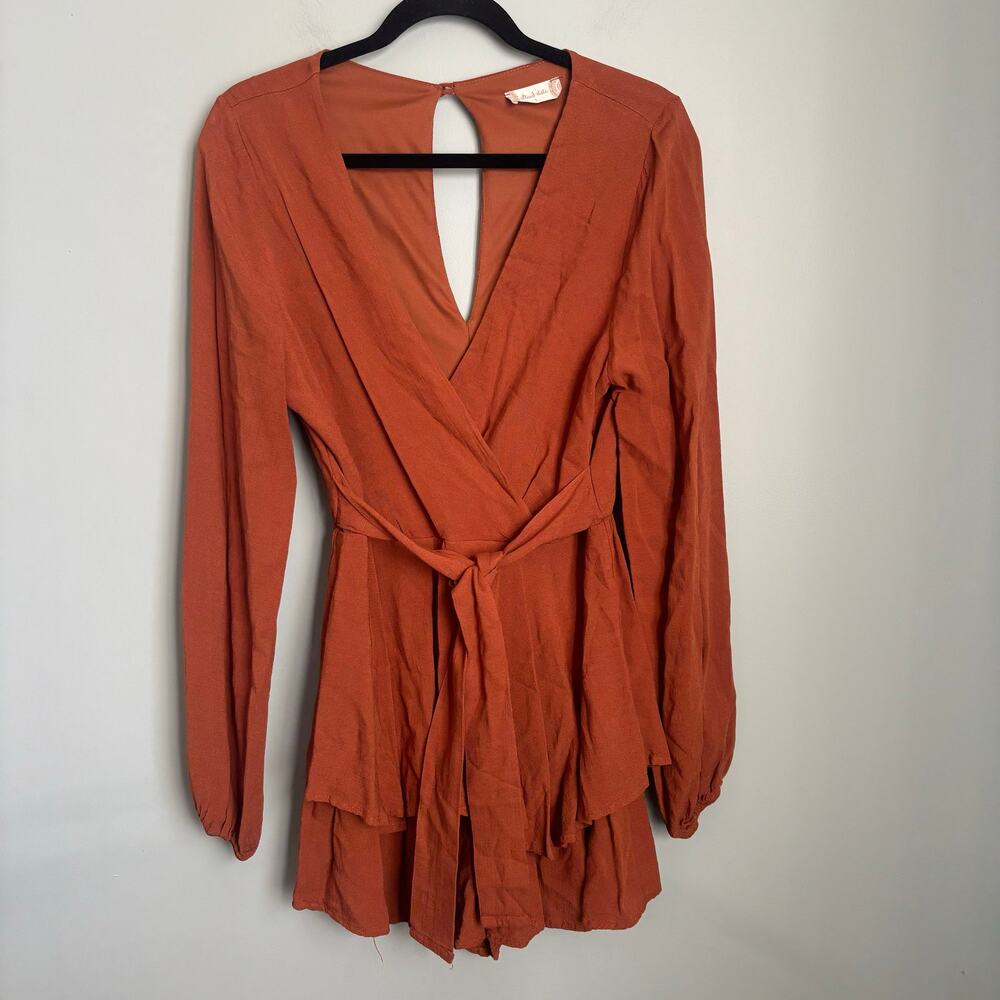 Altar'd State Ruffle Mini Longsleeve V Neck Mini Dress